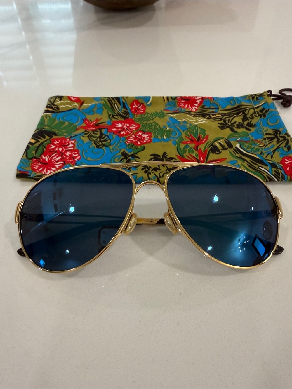 Oakley Aviator Sunglasses - Blue Lenses with Gold Frame